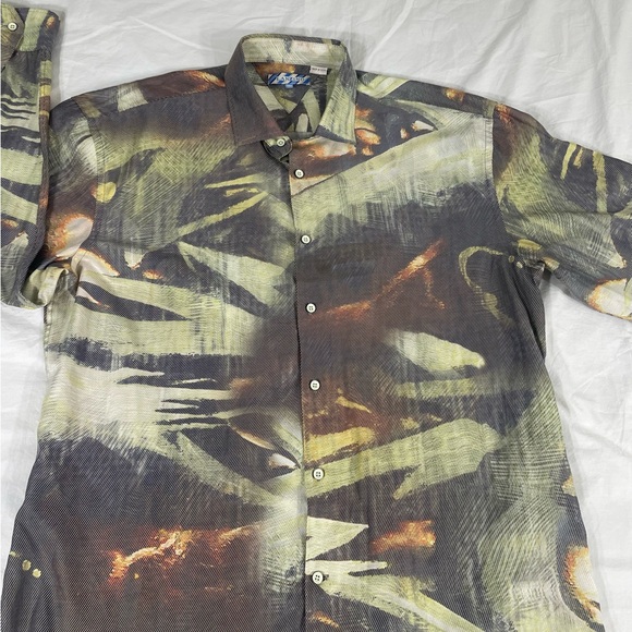 Lanzino Mens Multicolor Polyester Long Sleeve Button Up Shirt Size 4XL - Picture 4 of 12